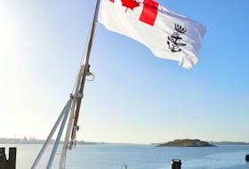 RCN ensign on HMCS Halifax. (Canadian Forces photo).