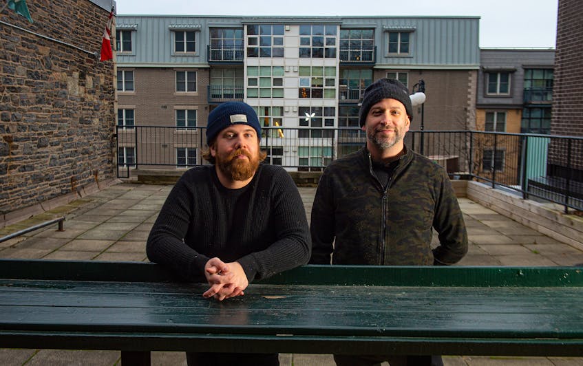 John House and David Woodley, co-owners of Black Sheep, pose for a photo on the rooftop patio of the former Red Stag Tavern in the Brewery Market on Monday, December 14, 2020. Black Sheep will be moving to the new spot in February which is about triple the size of their current place on Dresden Row.
Ryan Taplin - The Chronicle Herald