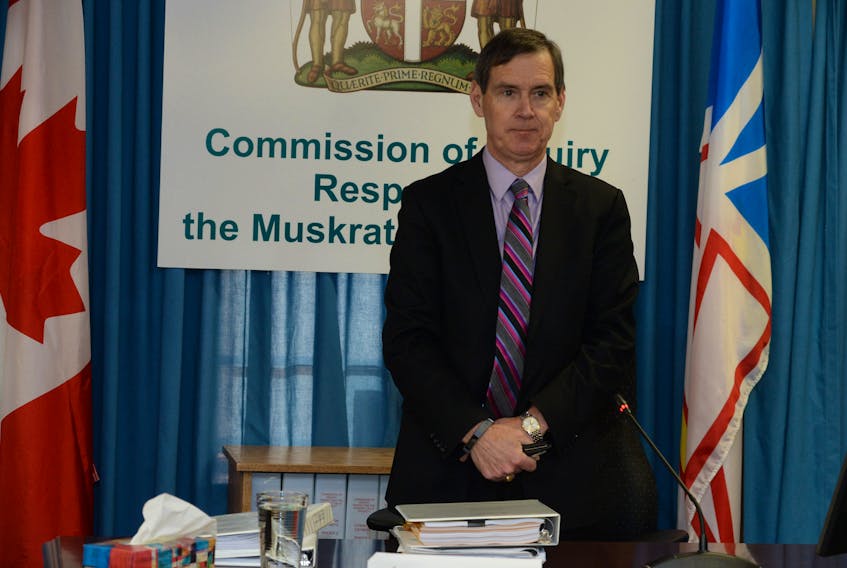 Justice Richard LeBlanc at the Commission of Inquiry Respecting the Muskrat Falls Project.