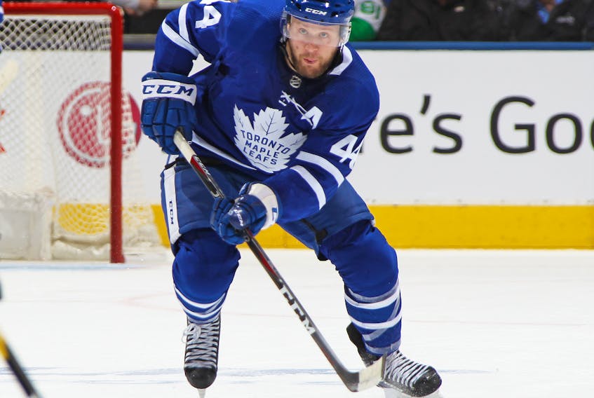 Maple Leafs defenceman Morgan Rielly ios beign taken off the top power-play unit. (Claus Andersen/Getty Images)