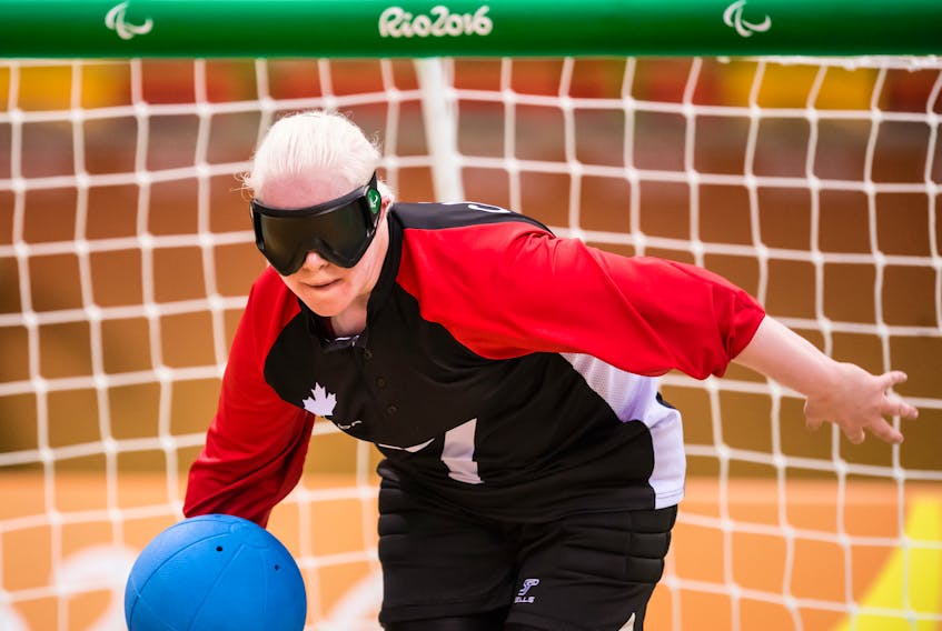 Charlottetown native Amy (Kneebone) Burk competing for Canada in goalball at the 2016 Paralympics in Rio de Janeiro, Brazil.