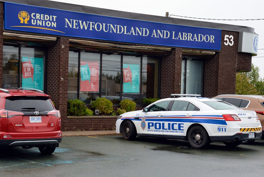 The RNC is investigating a robbery that occurred Wednesday at the Newfoundland and Labrador Credit Union on Commonwealth Avenue in Mount Pearl. Police advised motorists to use caution in the area while the investigation was ongoing. The RNC is also asking people to contact them with any information they may have regarding the incident. KEITH GOSSE/THE TELEGRAM