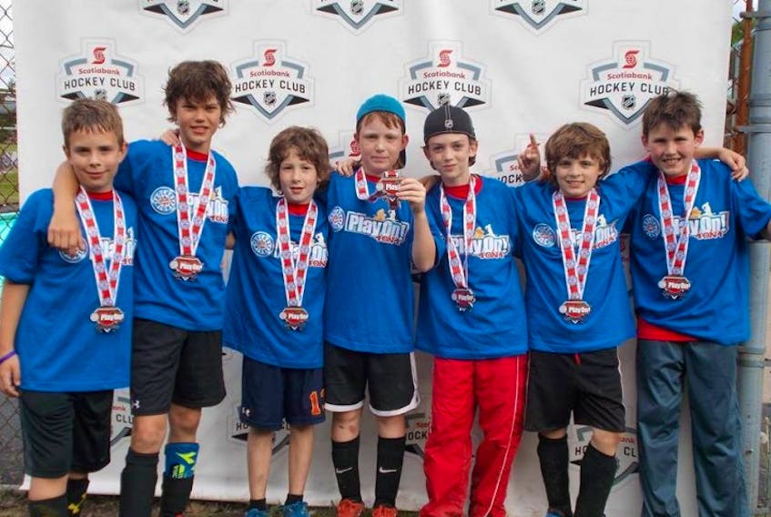 Even Valley boys went 7-0 to win a championship in the U-11 Jukers C division at Play On in Halfiax. Shown, from left, with their medals are Sam Beaton, Carter Ansems, Harrison Seaman, Aidan MacLeod, Cam Gould, Dylan Manning and Kayden Kuryluk.&nbsp; - Submitted