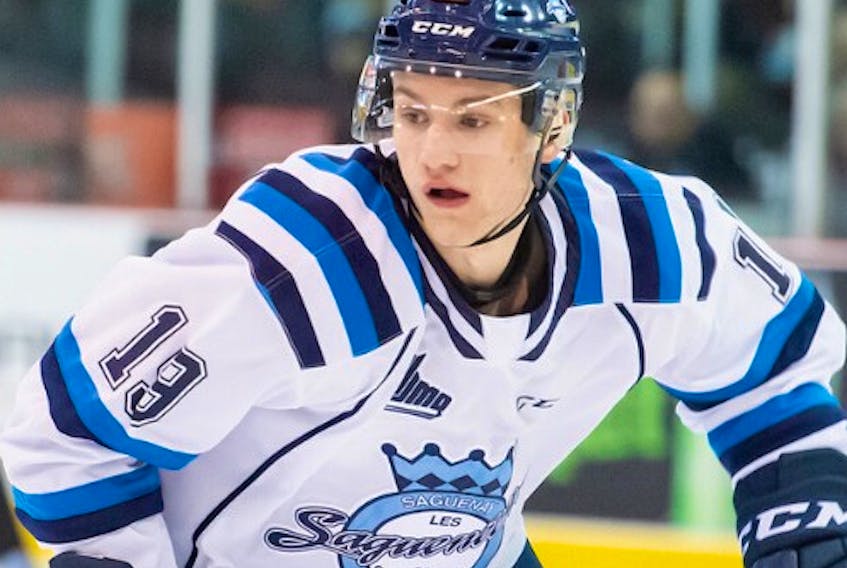 Dawson Mercer had 18 points in 16 games for Chicoutimi after being acquired by the Sagueneens in a mid-season QMJHL trade, but missed the team’s last six games with an arm injury.