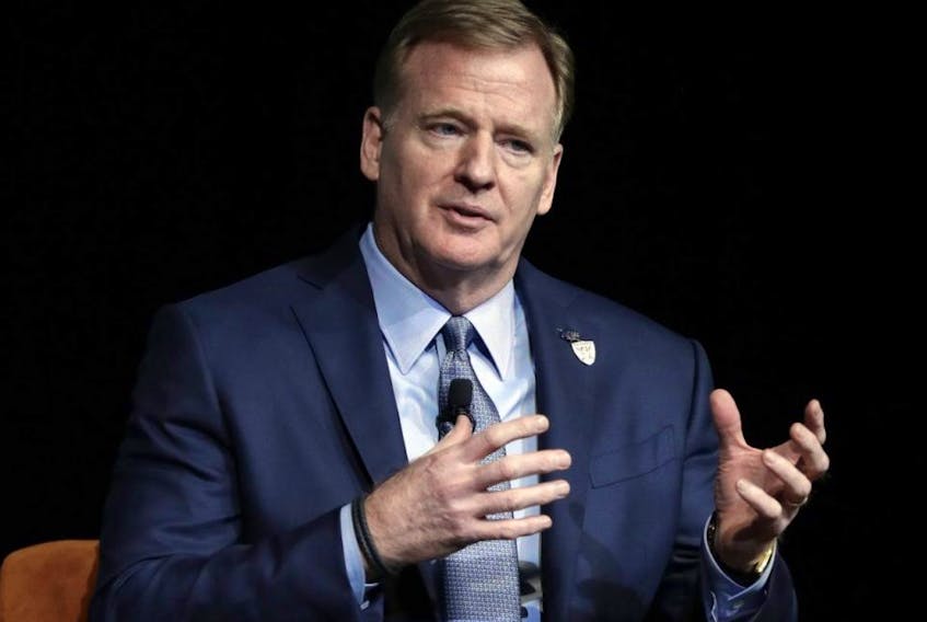 NFL Commissioner Roger Goodell speaks during a fireside chat at the Preview Las Vegas business forecasting event at Wynn Las Vegas in Las Vegas, Nevada, on Jan. 17, 2020.