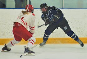 Maddy McCleary, who last season was the captain of the Swift Current Wildcats under-18 AAA team, joined the Saint Mary's Huskies this season after the University of Lethbridge eliminated women's hockey from its program. - Steven Mah / Southwest Booster