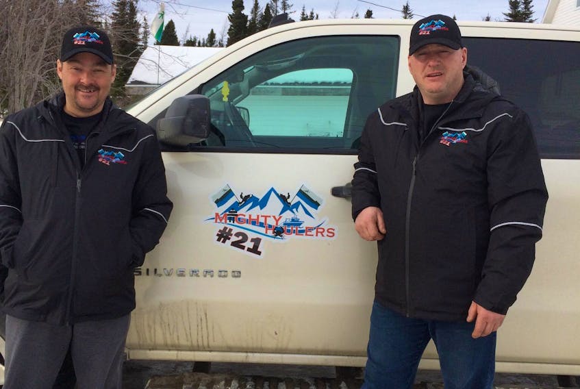 Darryl Burdett and Rod Pye loaded up their snowbmobiles and headed to Lab West on Friday to take part in their first Cain’s Quest.  — Contributed 