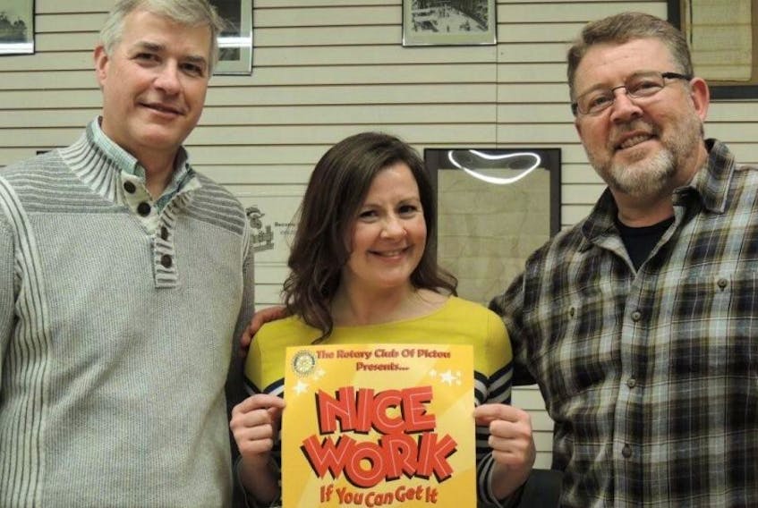 Murray McLaren, Karen Laundon and Randy Gilby star in Pictou Rotary Club's Nice Work If You Can Get It at the deCoste Centre Thursday to Saturday. Set in prohibition-era New York City, it is a madcap comedy rife with gangsters, laughter and romance. (Rosalie MacEachern photo)
