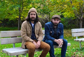 Josh Sandu (left) and Andrew Laite (right) make up the band Rube & Rake. After frantically trying to hit their deadlines for their new album, "Leaving With Nothing," the world stopped because of the COVID-19 pandemic, they said. Months after the initial date, they are finally ready to release the album. — Andrew Waterman/The Telegram