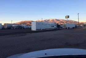 The truck we nicknamed Slabby (centre) at the end of the road in Wells, Nev. — Russell Wangersky/SaltWire Network