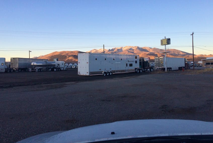 The truck we nicknamed Slabby (centre) at the end of the road in Wells, Nev. — Russell Wangersky/SaltWire Network