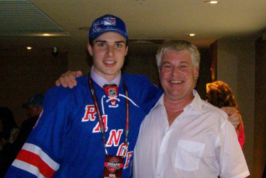 Ryan Graves and his father Ron at the NHL draft.