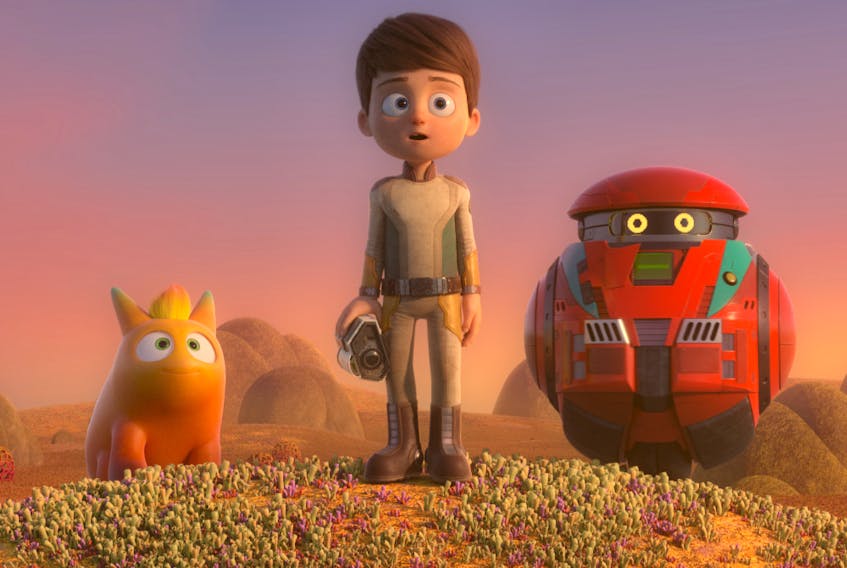 Ten-year-old Willy with his adorable alien friend and trusty robot guardian in Terra Willy