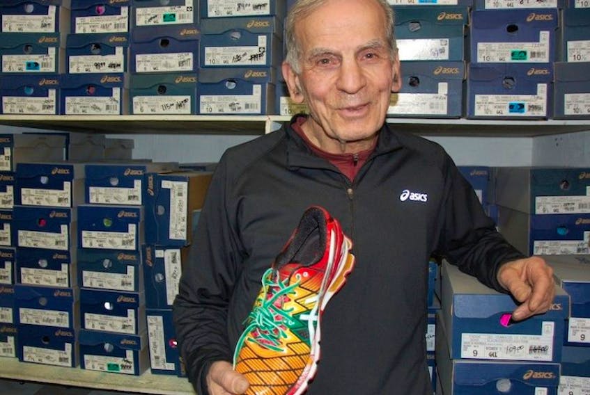 Salam Hashem, a 73-year-old sneaker salesman and grocer who has run 40 marathons, has been in business in Charlottetown for 50 years.