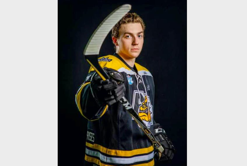 Sam Mattie, a forward with the Antigonish Jr. B Bulldogs, is enjoying the opportunity to play competitive hockey while receiving an education at St. Francis Xavier University.