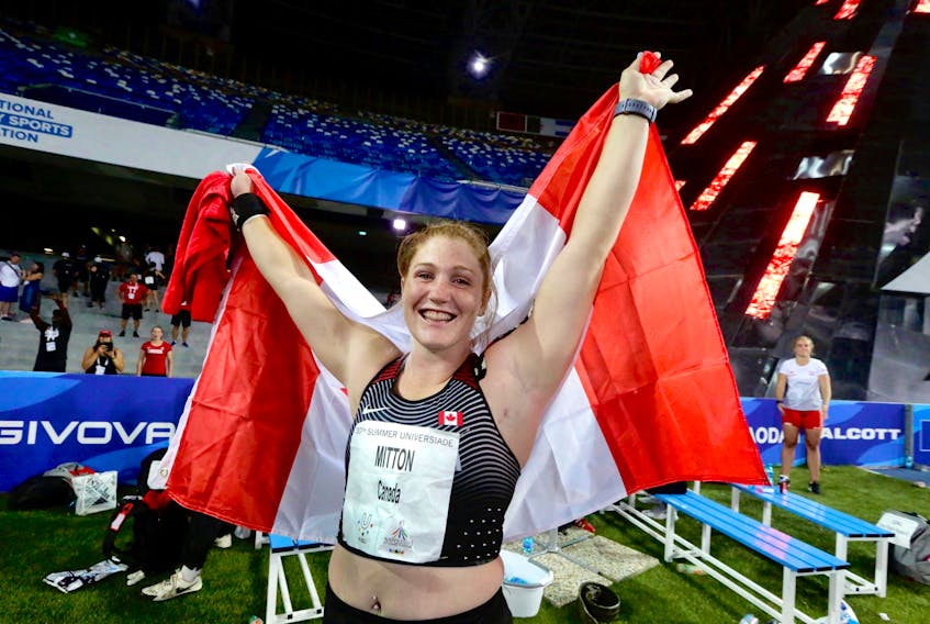Sarah Mitton of Brooklyn is shown competing for Canada at 2019 Summer Universiade in Naples, Italy. Contributed 