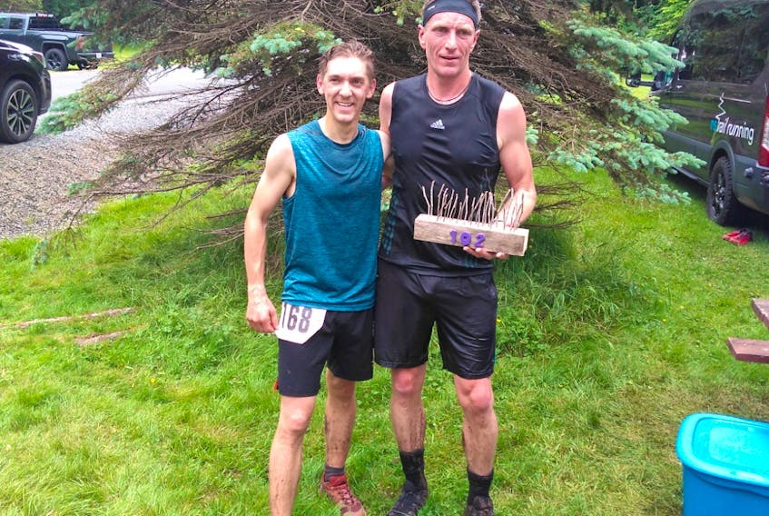 Steven Reeves, right, and Jean-Marc Boudreau were the top two finishers in the recent Sonofa Gunofa Run in Five Islands, N.S.