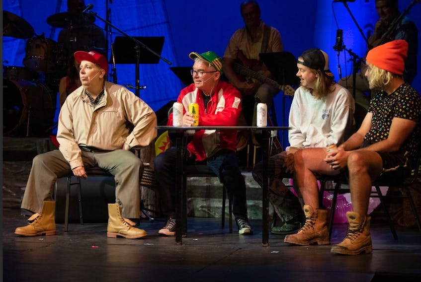 A scene from the 2019 Cape Breton Summertime Revue during a July performance at the Savoy Theatre in Glace Bay. From left, cast members Bette MacDonald, Maynard Morrison, who also directs, Jordan Musycsyn and Peter MacInnis. The 2020 edition of the show has been postponed until next year. CONTRIBUTED