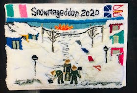 This is a second storm-themed mat (with added flags, etc) that Helen Smith-Thorne made after the tremendous response to her first mat. Contributed