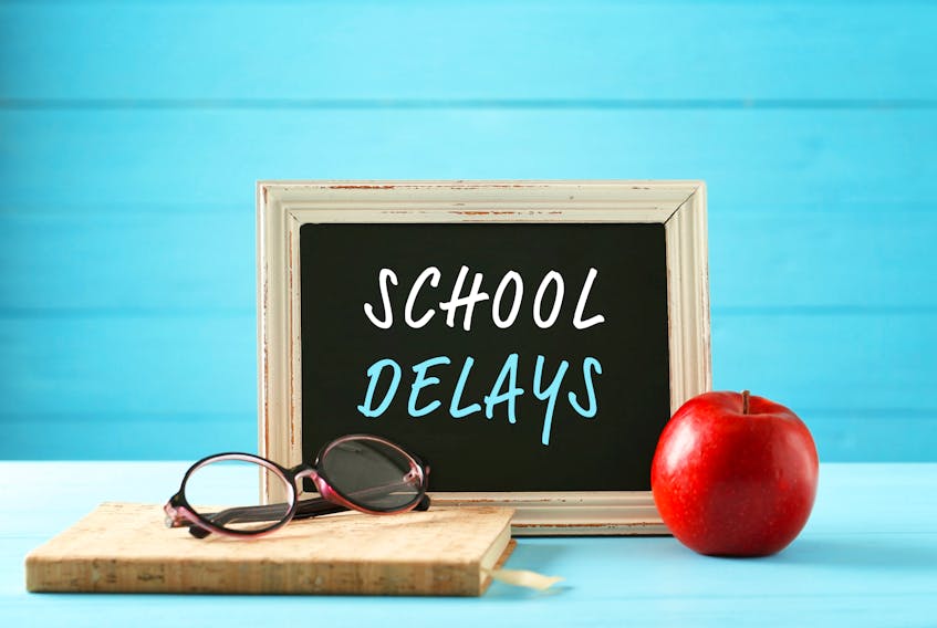 Schools in the Public Schools Branch and French Language School Board are on a one hour delay today. A further announcement will be made by 8 a.m.