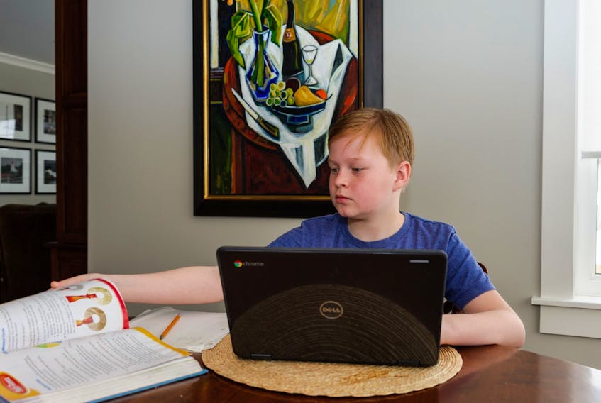 Chase McLeod, a Grade 7 student at The Mount Academy, has been learning from home for the last two weeks after his school shut down for the duration of the pandemic. Contributed