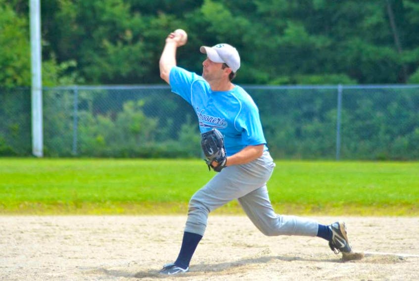 <p>A Schooner pitcher sends one in during action last year. The team’s first home games will be held on Saturday, June 13 in Clarks Harbour.</p>
<p>File photo</p>