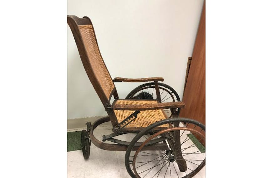This wheelchair, manufactured in the early part of the 20th Century, has been given to the McCulloch House Museum from its former home at Valley View Villa.