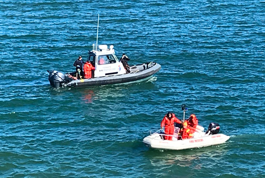 Members of the Albert Bridge Volunteer Fire Department and the Cape Breton Regional Police searched the shoreline off 11th Street in the Hub area of Glace Bay Friday morning for Alphonse O’Brien, 93, who has been reported missing. Contributed/Glace Bay Fire Department
