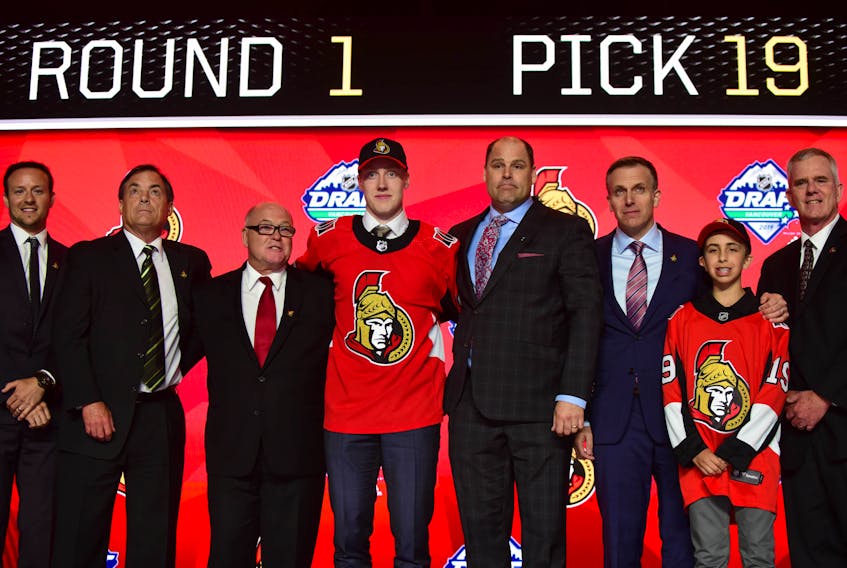 The Senators chose Lassi Thomson with the 19th overall pick at last year's NHL draft. Ottawa has  the second-best chance at landing the top pick at this year's NHL draft lottery, at 13.5%. (Anne-Marie Sorvin/USA TODAY Sports)