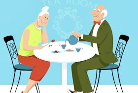 seniors dating stock illustration