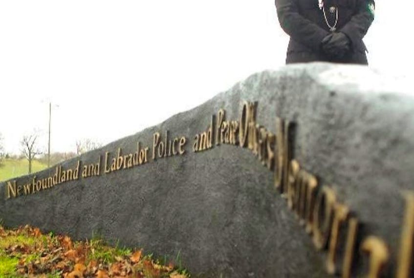 The Newfoundland and Labrador Police and Peace Officers' Memorial east of the Confederation Building.