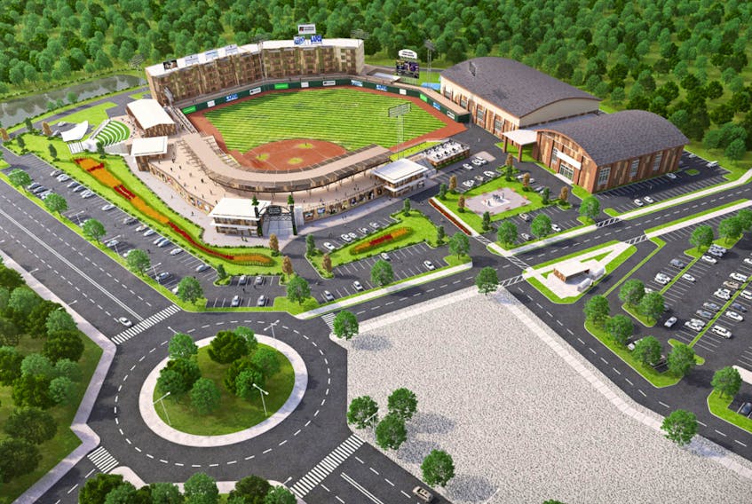 Artist renderings of Spruce Grove Metro Ballpark, where the Edmonton Prospects are slated to move into in time for the 2022 Western Canadian Baseball League season.