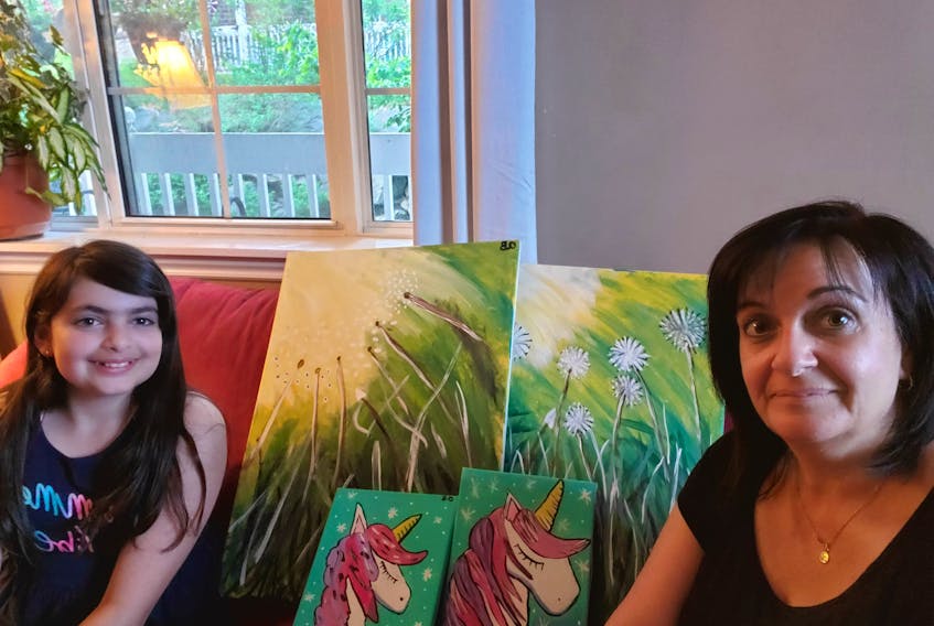 Annette Nippard and her daughter, Olivia Bazagar, have enjoyed participating in online paint night events during the quarantine period.
