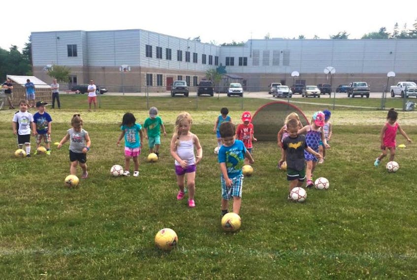 Children take part in the Active Start Soccer program in Shelburne.