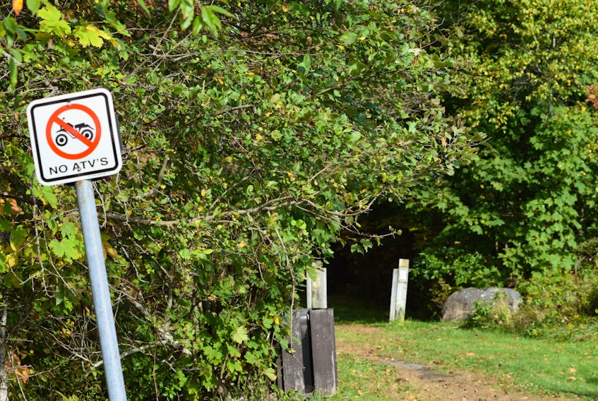 The no ATV signs will remain posted at the entrance points to the rail trail that passes through the Town of Shelburne.