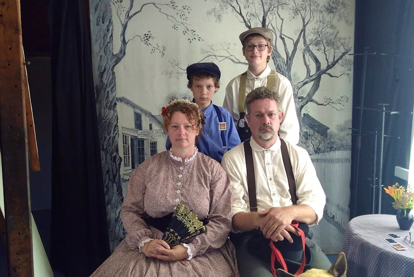 The Duke family, from Kentville, N.S., recently participated in the Discoverer Program at Sherbrooke Village where they dressed in period clothes and participated in a variety of activities tailored to their interests and background.