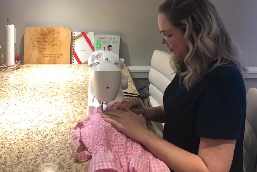 Passing time during COVID-19 hasn’t been a problem for Hannah Swan of Sydney Mines. She has used the time to hone her sewing skills. CONTRIBUTED