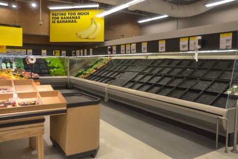 Shipping delays caused by blizzard conditions over the weekend has left the fresh produce section at Avery's No Frills in Marystown looking bare. COLIN FARRELL/THE SOUTHERN GAZETTE