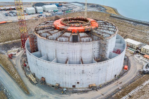 The West White Rose concrete gravity base structure in December 2019 with all four of its lower quadrants in place. CONTRIBUTED
