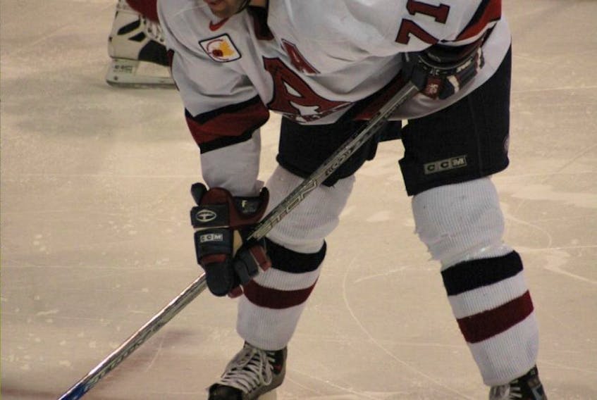 Kevin Baker as a member of the Acadia hockey Axemen. The 2005-2006 CIS Player of the Year will play his 11th professional season with the Quad City Mallards of the Central Hockey League.