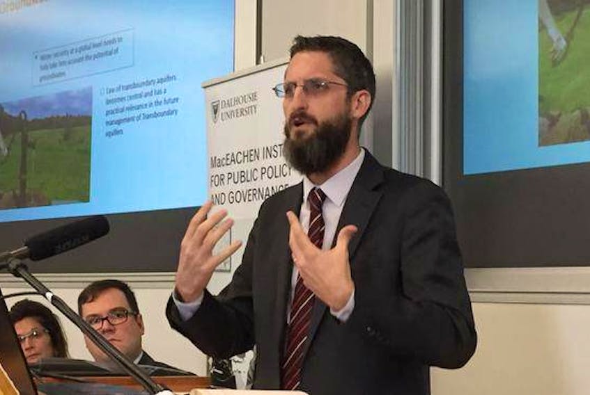 Francesco Sindico, co-director of the Strathclyde Centre for Environmental Law and Governance, speaks at a panel discussion on Canada’s water sector on Tuesday at Dalhousie University.