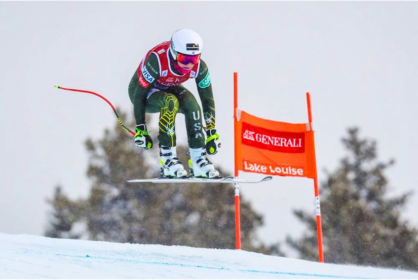 Dec 3, 2019; Lake Louise, Alberta, CAN; Alice McKennis of the United States during downhill training for the the Lake Louise FIS Women's Alpine Skiing World Cup at Lake Louise Ski Resort. Mandatory Credit: Sergei Belski-USA TODAY Sports ORG XMIT: USATSI-408259