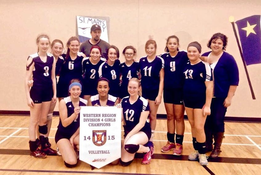 St. Mary’s Bay Academy senior girls are five time Regional volleyball champions after winning the Western Region banner over the weekend in Greenwood.