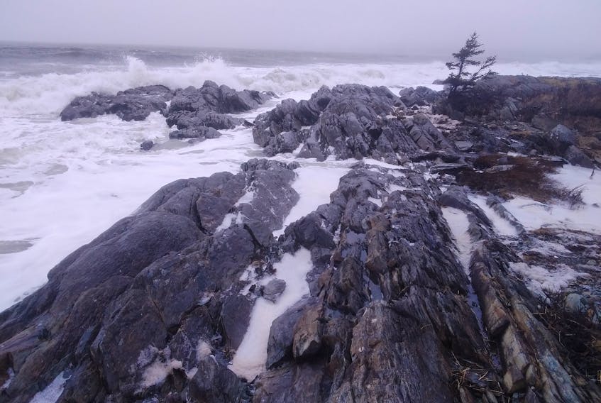 Waves crashing near Rissers Beach, Nova Scotia-  Charles Weiss.