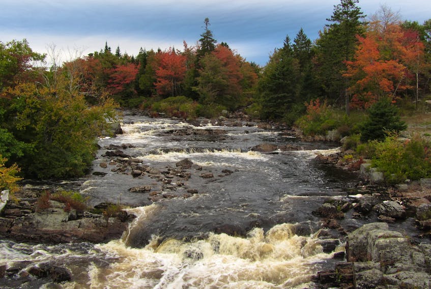Phyllis Harvey was heading back home from Cape Breton, enjoying the fall colours along the Eastern Shore, when she came across the West River which flows through Sheet Harbour.  She got out of her car so she could hear the roar of the rapids and falls. Phyllis says it was a very peaceful and beautiful experience.