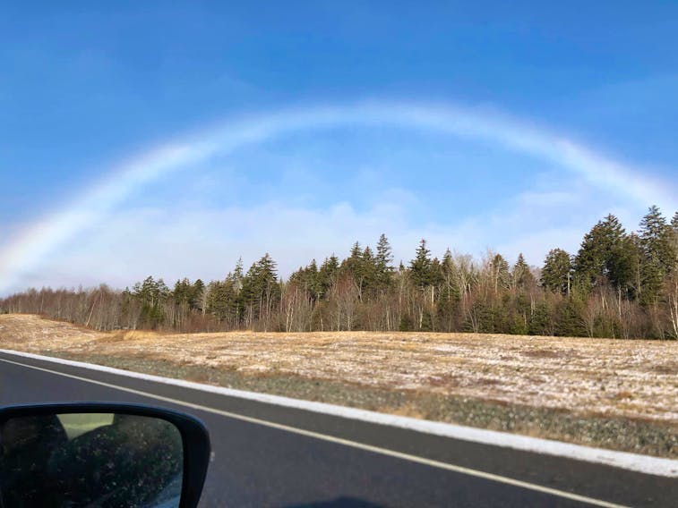 What a lovely sight to see. Karen Lannan was lucky to spot a winter rainbow in the Cobequid Pass area of Nova Scotia last month. But was she lucky enough to find the pot of gold?