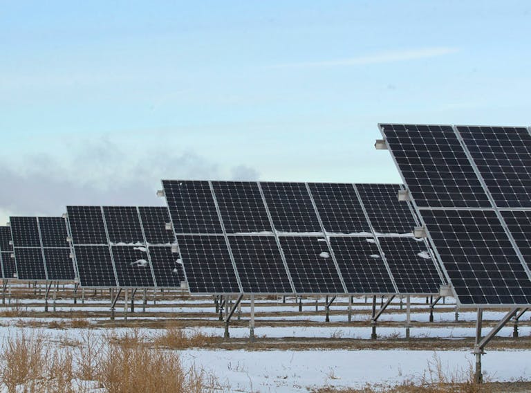 Solar panels are shown near the Shepard Landfill site in southeast Calgary on Thursday, February 7, 2019.