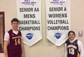 Grade 12 students Steven Acorn and Chloe LaBrech play with the Souris Spartans’ senior basketball teams in the Prince Edward Island School Athletic Association basketball leagues.