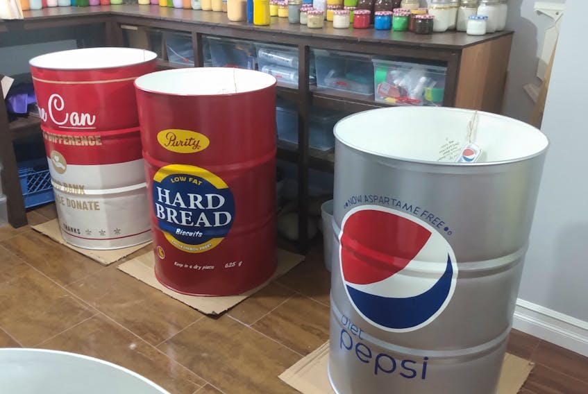 For the last couple of months, Donna Rice-Budgell has been painting recycled oil drums for her hometown of South Brook and beyond. Photo courtesy Donna Rice-Budgell 