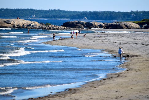 People enjoy a day at the beach at Beach Meadows, Queens County, one of the many white sand beaches along the South Shore.  Kathy  Johnson file photo